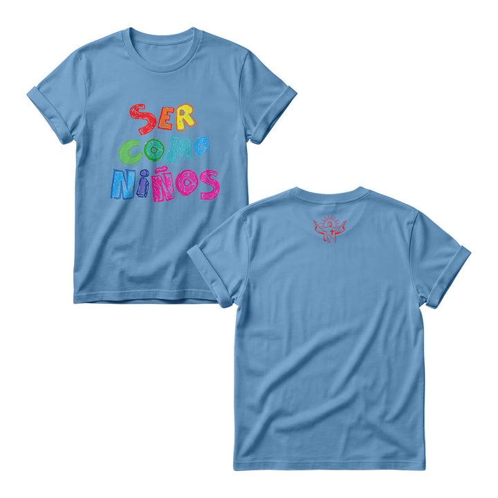 Christianartworkshop Ser Como Niños Multicolor Glossy Bubble Spanish Scripture Front Print Women’s Crewnecks - Blu - 4XL - image 5