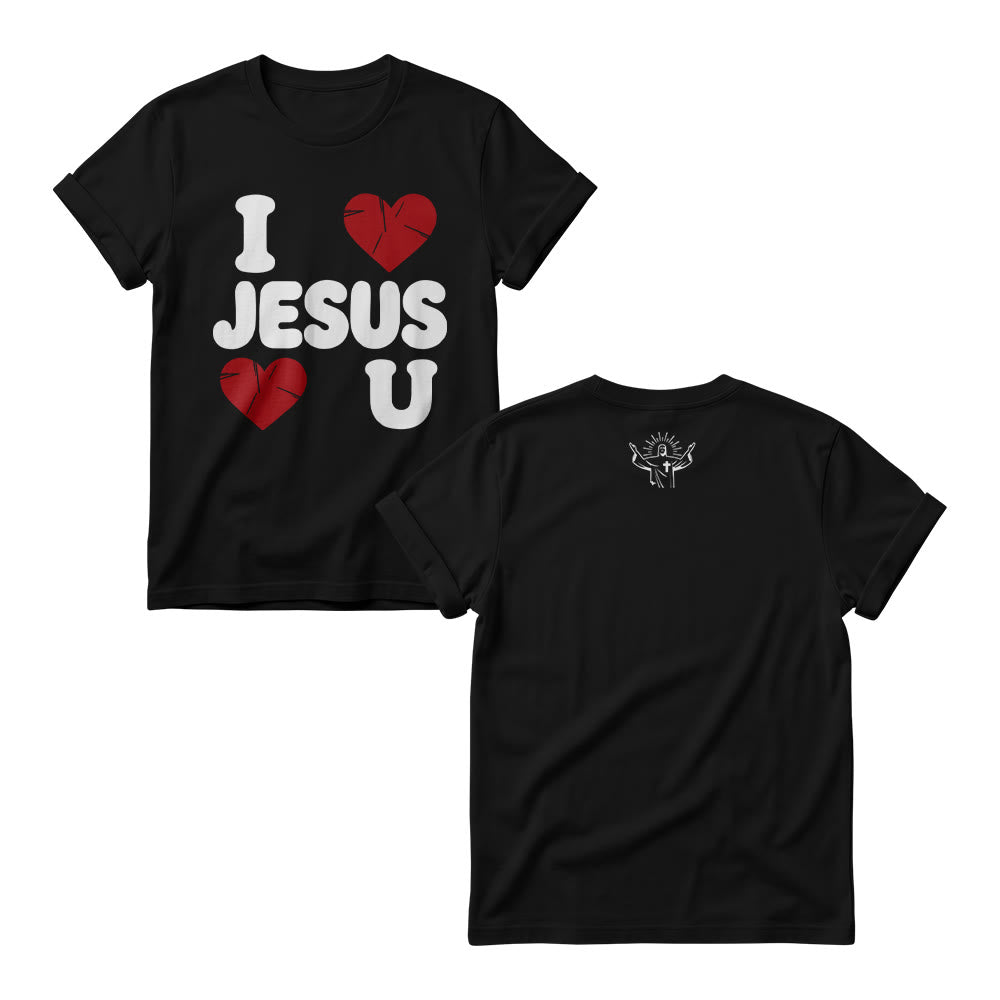 Christianartworkshop Felpa girocollo da donna con scritta "I Love Jesus" in rilievo e motivo a bolle, semplice e con doppio cuore. - Nero - 4XL - image 1