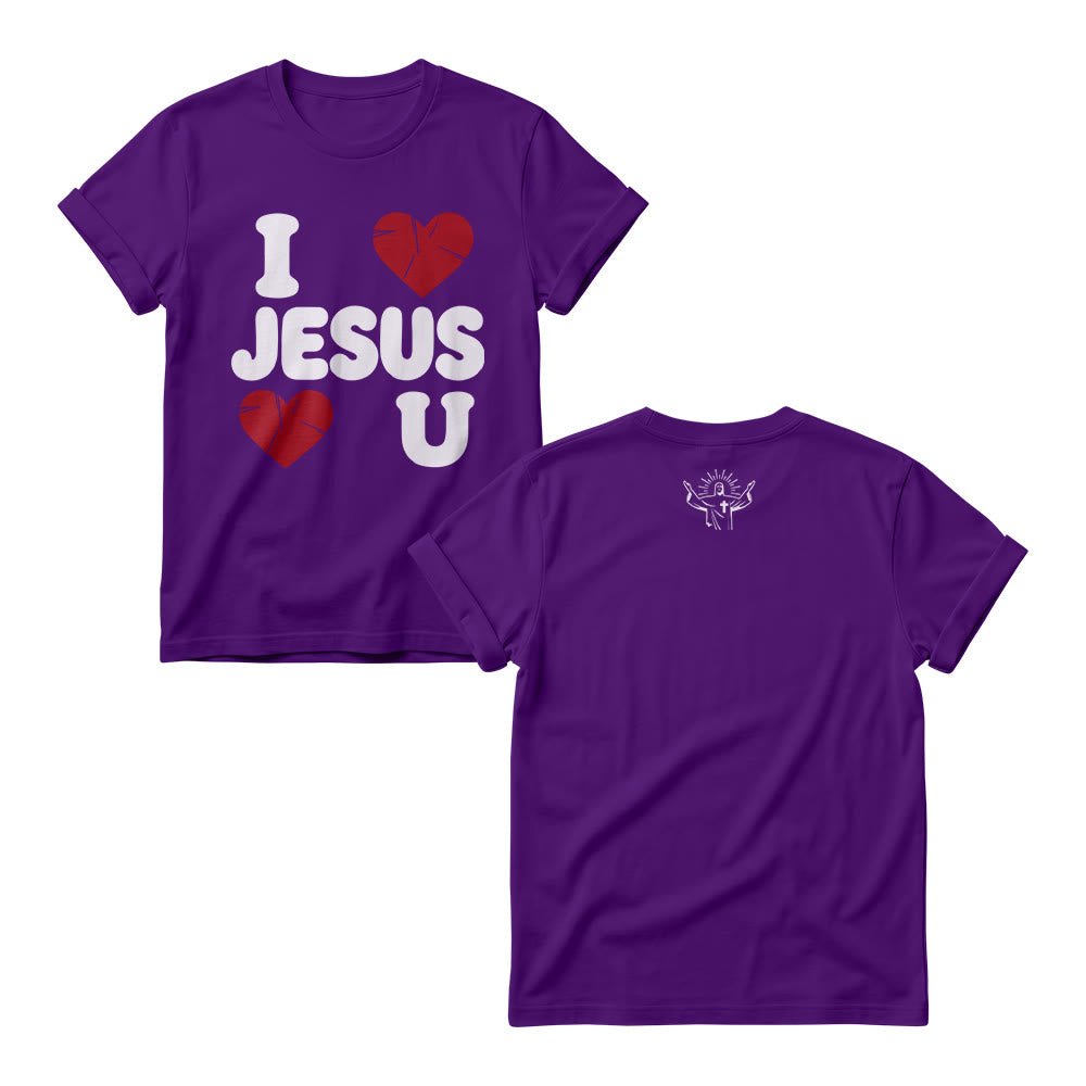 Christianartworkshop Felpa girocollo da donna con scritta "I Love Jesus" in rilievo e motivo a bolle, semplice e con doppio cuore. - Viola - 4XL - image 7