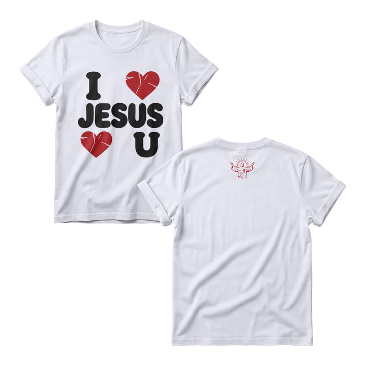 Christianartworkshop Felpa girocollo da donna con scritta "I Love Jesus" in rilievo e motivo a bolle, semplice e con doppio cuore. - Bianco - 4XL - image 2