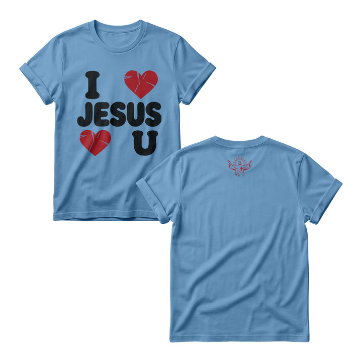 Christianartworkshop Felpa girocollo da donna con scritta "I Love Jesus" in rilievo e motivo a bolle, semplice e con doppio cuore. - Blu - 4XL - image 6
