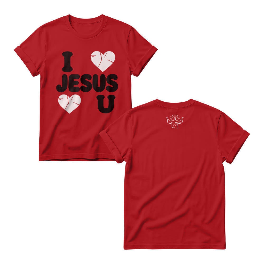 Christianartworkshop Felpa girocollo da donna con scritta "I Love Jesus" in rilievo e motivo a bolle, semplice e con doppio cuore. - Rosso - 4XL - image 8