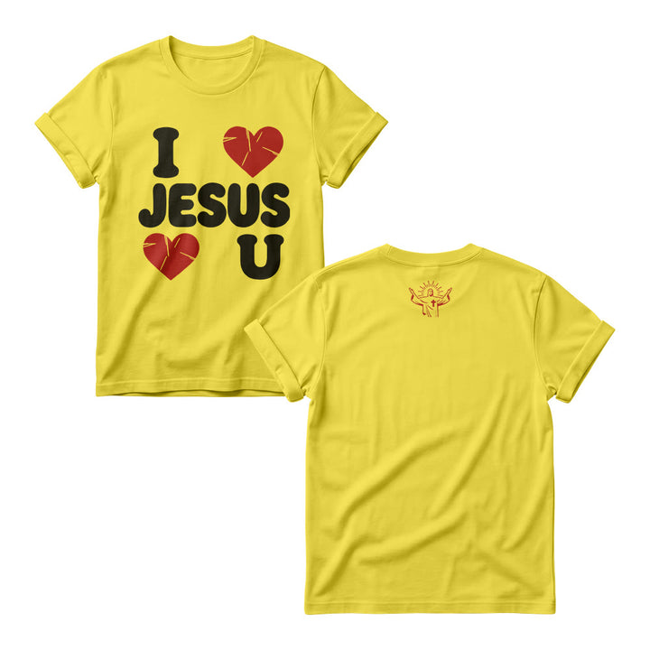 Christianartworkshop Felpa girocollo da donna con scritta "I Love Jesus" in rilievo e motivo a bolle, semplice e con doppio cuore. - Giallo - 4XL - image 3