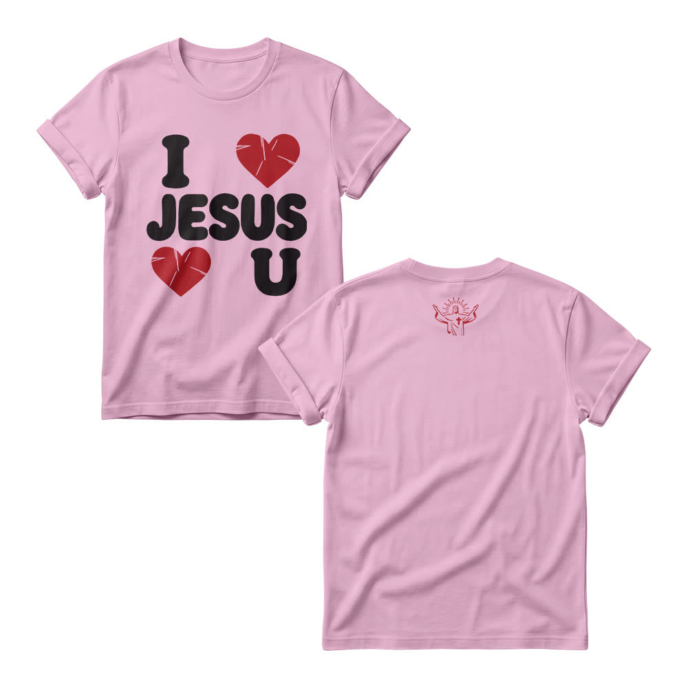 Christianartworkshop Felpa girocollo da donna con scritta "I Love Jesus" in rilievo e motivo a bolle, semplice e con doppio cuore. - Rosa - 4XL - image 5