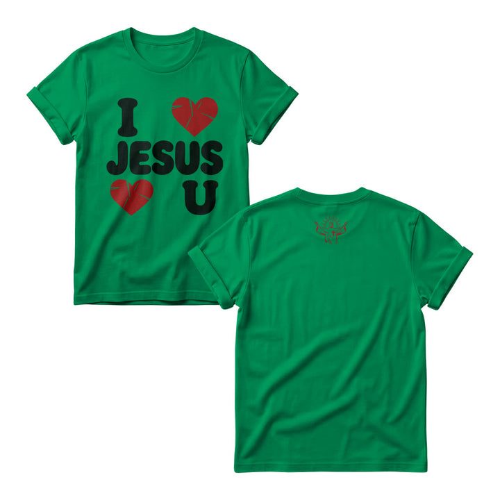 Christianartworkshop Felpa girocollo da donna con scritta "I Love Jesus" in rilievo e motivo a bolle, semplice e con doppio cuore. - Verde - 4XL - image 9