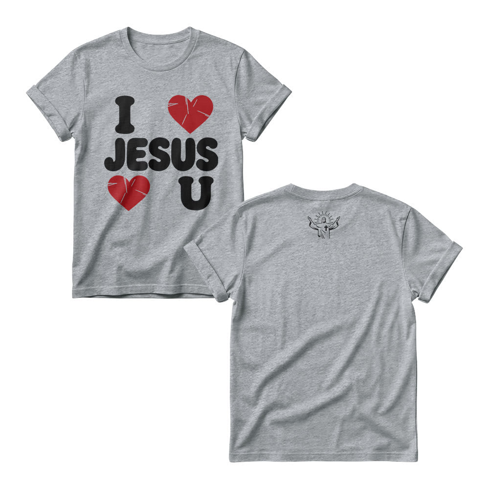 Christianartworkshop Felpa girocollo da donna con scritta "I Love Jesus" in rilievo e motivo a bolle, semplice e con doppio cuore. - Grigio - 4XL - image 4