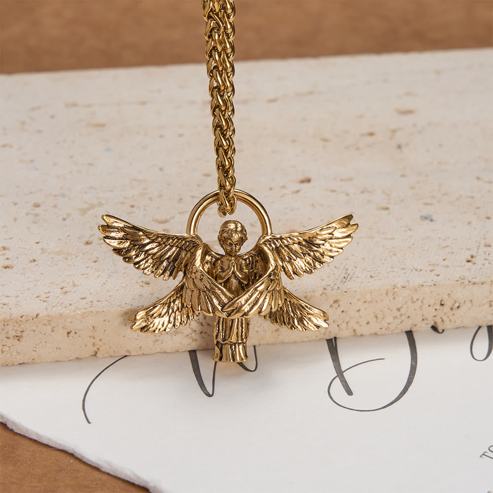 Christianartworkshop Collana con ciondolo a forma di angelo serafino a sei ali: emblema senza tempo di dolce protezione celeste. - D'oro - image 3