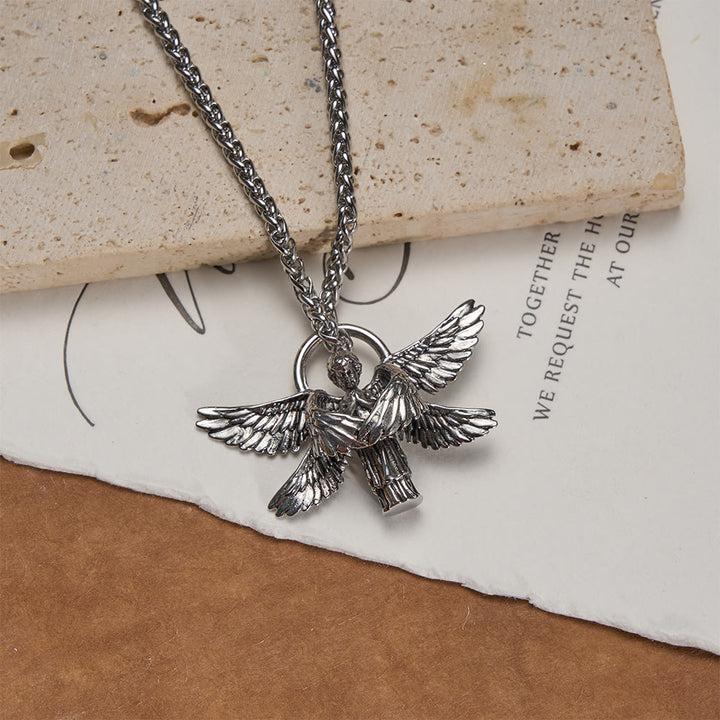 Christianartworkshop Collana con ciondolo a forma di angelo serafino a sei ali: emblema senza tempo di dolce protezione celeste. - image 2