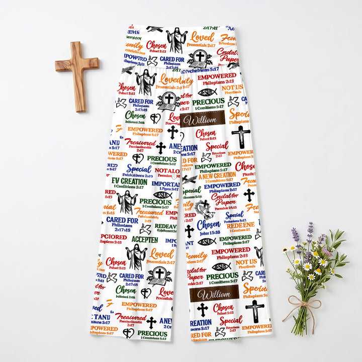 Christianartworkshop Pantaloni da donna a gamba larga con elastico in vita e stampe assortite di motivi biblici e icone, ideali per uno stile casual e devozionale. - US22,UK/AU26,EU54 - image 0