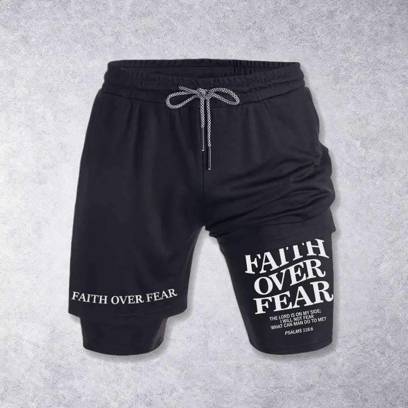 Christianartworkshop Pantaloncini con coulisse con scritta "Faith Over Fear" e versetto coordinato del Salmo 118:6. - image 10