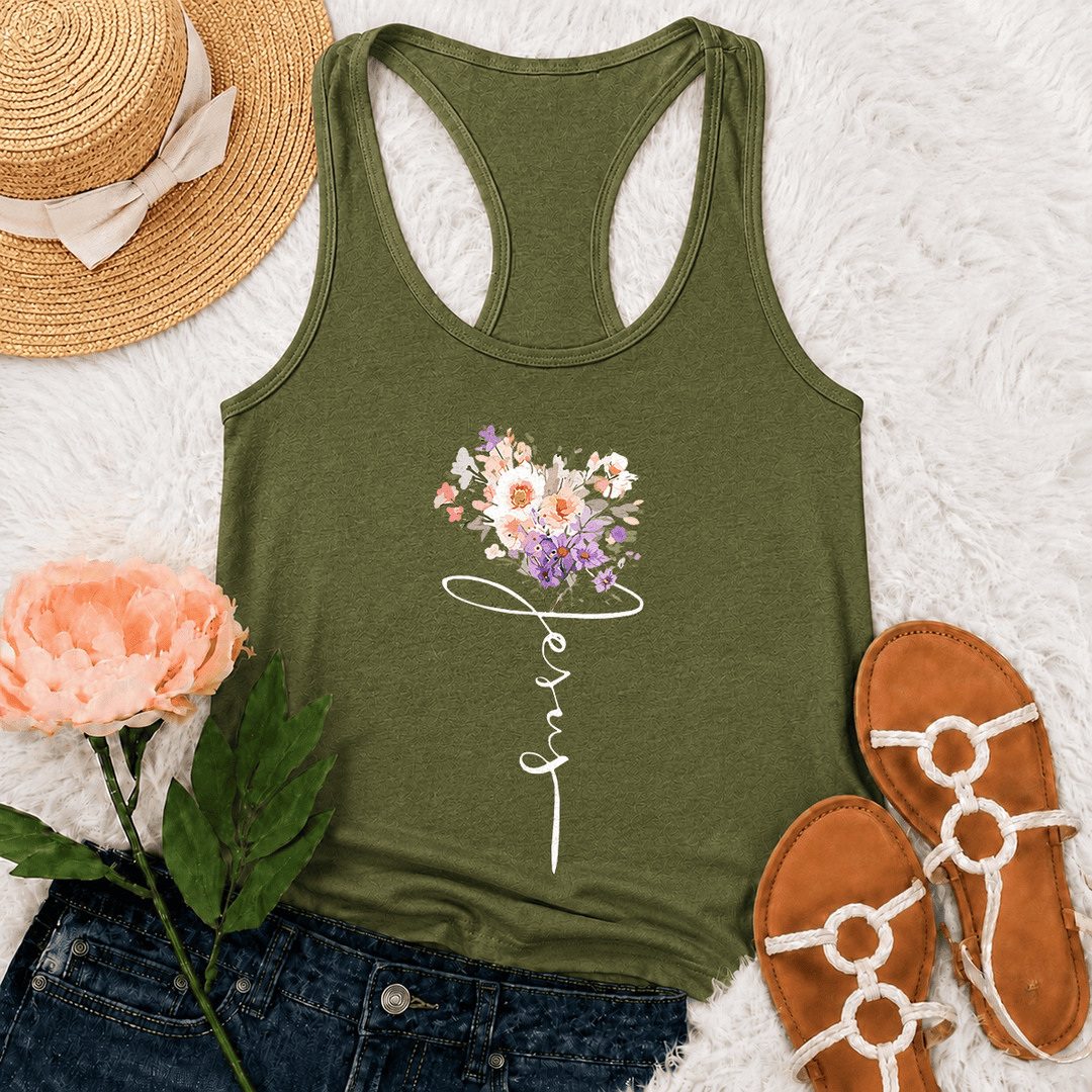 Christianartworkshop Canotta da corsa con stampa floreale "Faith" in colori pastello tenui e scritta "Stem Art". - Verde militare - 2XL - image 0