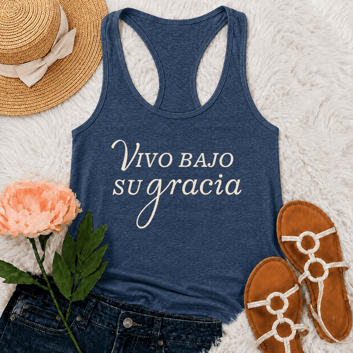 Christianartworkshop Canotta da corsa con scritta in corsivo "Preghiera religiosa spagnola semplice" - Blu navy - 2XL - image 9