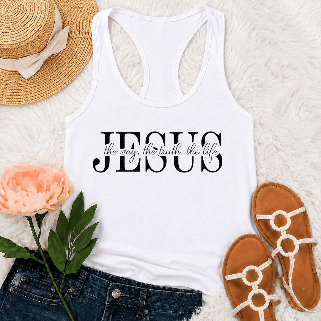 Christianartworkshop Gesù la Via, la Verità, la Vita, canotta da corsa con scritta "Faith" in caratteri serif e corsivi misti. - Bianco - 2XL - image 18