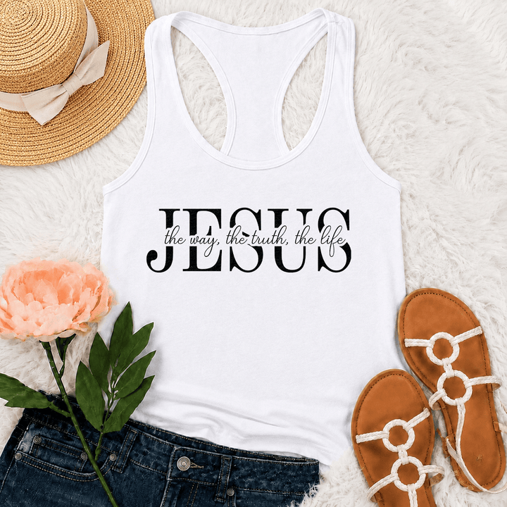 Christianartworkshop Gesù la Via, la Verità, la Vita, canotta da corsa con scritta "Faith" in caratteri serif e corsivi misti. - Bianco - 2XL - image 18