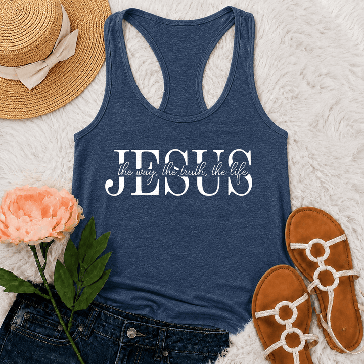 Christianartworkshop Gesù la Via, la Verità, la Vita, canotta da corsa con scritta "Faith" in caratteri serif e corsivi misti. - Blu navy - 2XL - image 12