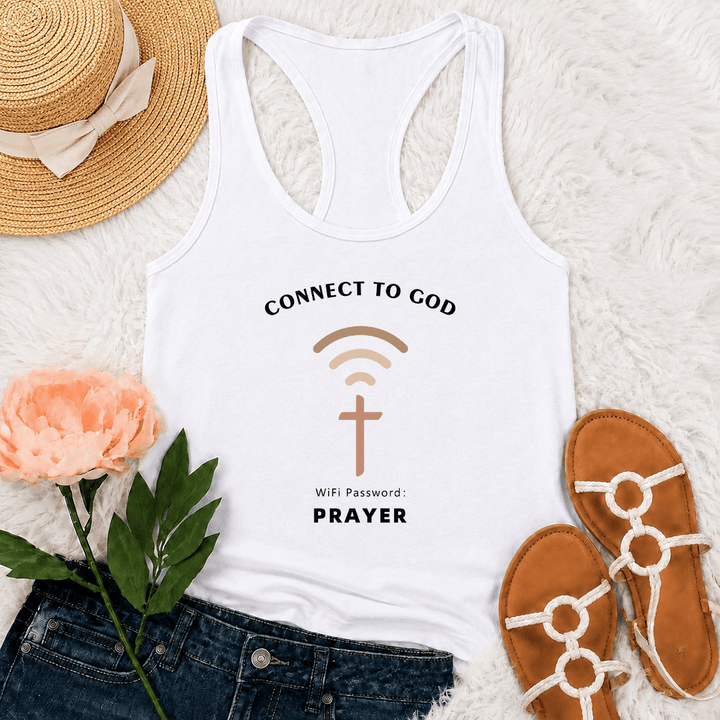 Christianartworkshop Connettiti a Dio Segnale Wifi Croce Grafica Password Wifi Preghiera Casual Ispirazionale Canotta Racerback - Bianco - 2XL - image 9