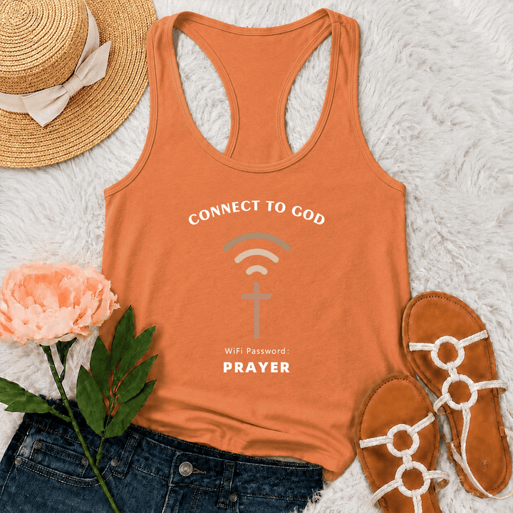 Christianartworkshop Connettiti a Dio Segnale Wifi Croce Grafica Password Wifi Preghiera Canotta Racerback Casual Ispirazionale - Arancia - 2XL - image 15