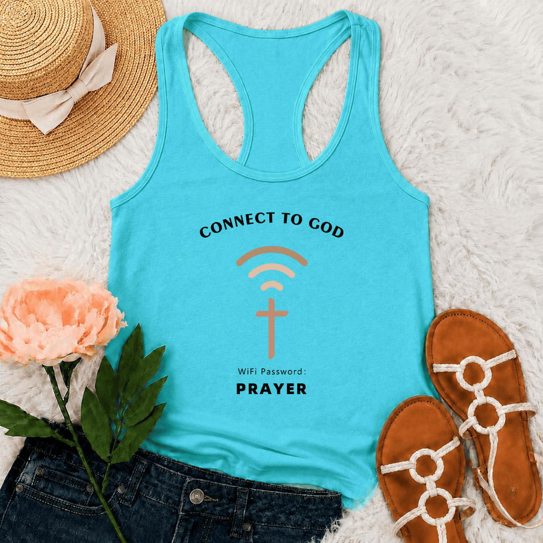 Christianartworkshop Connettiti a Dio Segnale Wifi Croce Grafica Password Wifi Preghiera Canotta Racerback Casual Ispirazionale - Menta - 2XL - image 3