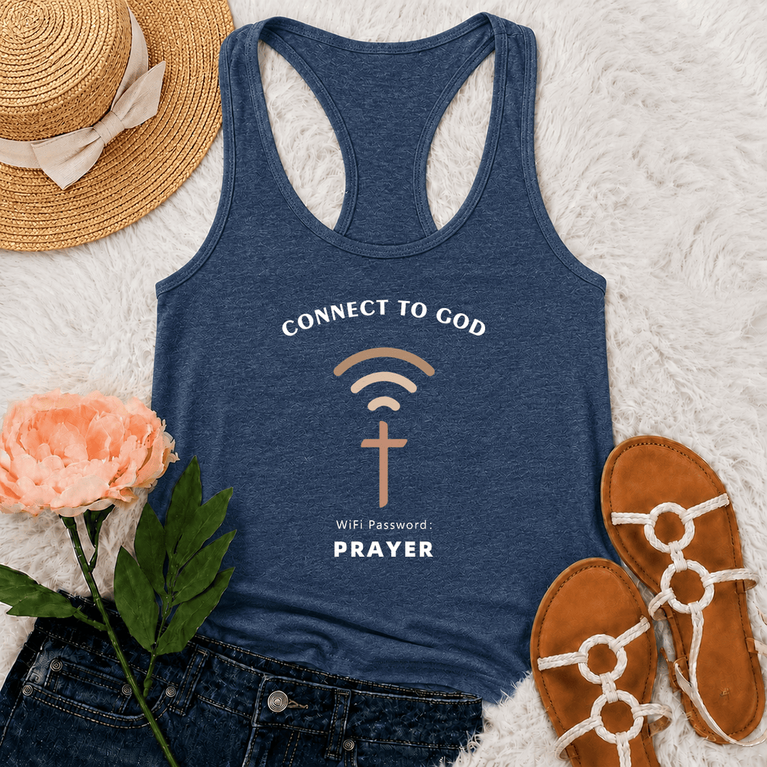 Christianartworkshop Connettiti a Dio Segnale Wifi Croce Grafica Password Wifi Preghiera Casual Ispirazionale Canotta Racerback - Blu navy - 2XL - image 21