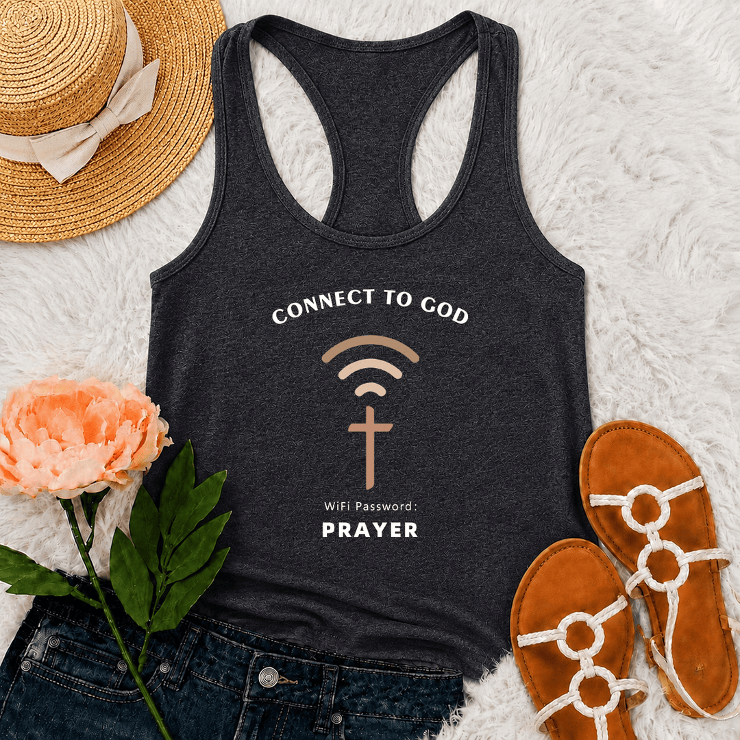 Christianartworkshop Connettiti a Dio Segnale Wifi Croce Grafica Password Wifi Preghiera Casual Ispirazionale Canotta Racerback - Grigio - 2XL - image 12