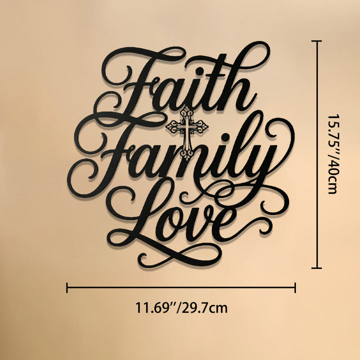 Christianartworkshop Decorazione murale in metallo con croce e scritta "Fede, Famiglia, Amore": emblema senza tempo di sacra benedizione domestica. - 11,69''*15,75''*0,04''/29,7cm*40cm*0,1cm - image 8