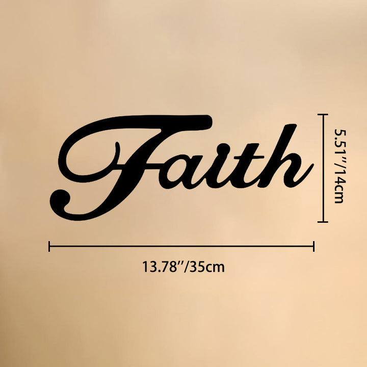 Christianartworkshop Elegante decorazione murale in metallo con la parola "Faith" in corsivo: emblema senza tempo di incrollabile fede interiore. - 5,51''*13,78''*0,04''/14cm*35cm*0,1cm - image 6