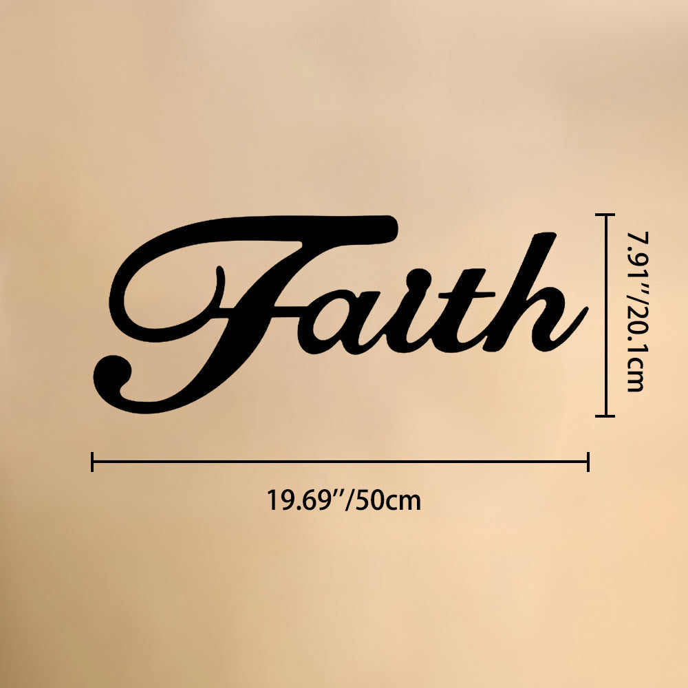 Christianartworkshop Elegante decorazione murale in metallo con la parola "Faith" in corsivo: emblema senza tempo di incrollabile fede interiore. - 7,91''*19,69''*0,05''/20,1cm*50cm*0,12cm - image 7