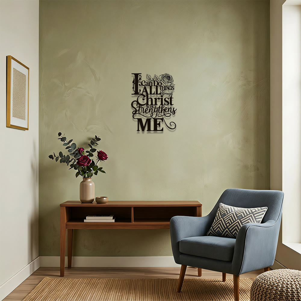 Christianartworkshop Decorazione murale in metallo con versetto "Filippesi 4:13" e rosa: un simbolo senza tempo di forza spirituale interiore. - image 3