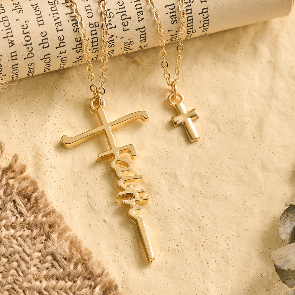 Christianartworkshop Collana con croce a doppia catena sovrapposta: simbolo senza tempo di preghiera sincera e devota. - image 2
