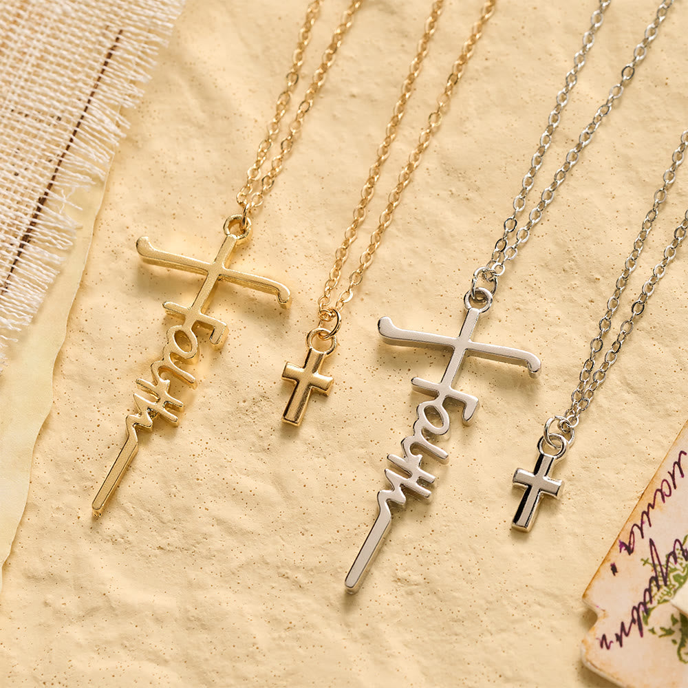 Christianartworkshop Collana con croce a doppia catena sovrapposta: simbolo senza tempo di preghiera sincera e devota. - image 1
