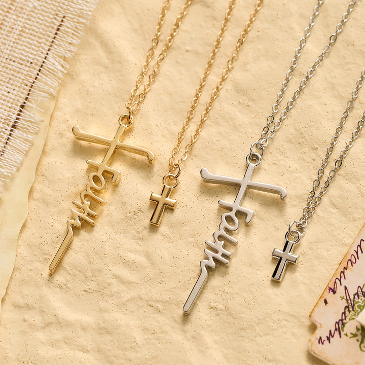 Christianartworkshop Collana con croce a doppia catena sovrapposta: simbolo senza tempo di preghiera sincera e devota. - image 1