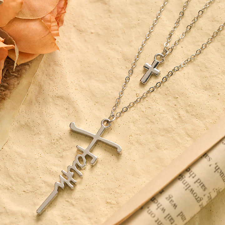 Christianartworkshop Collana con croce a doppia catena sovrapposta: simbolo senza tempo di preghiera sincera e devota. - Argento - image 4