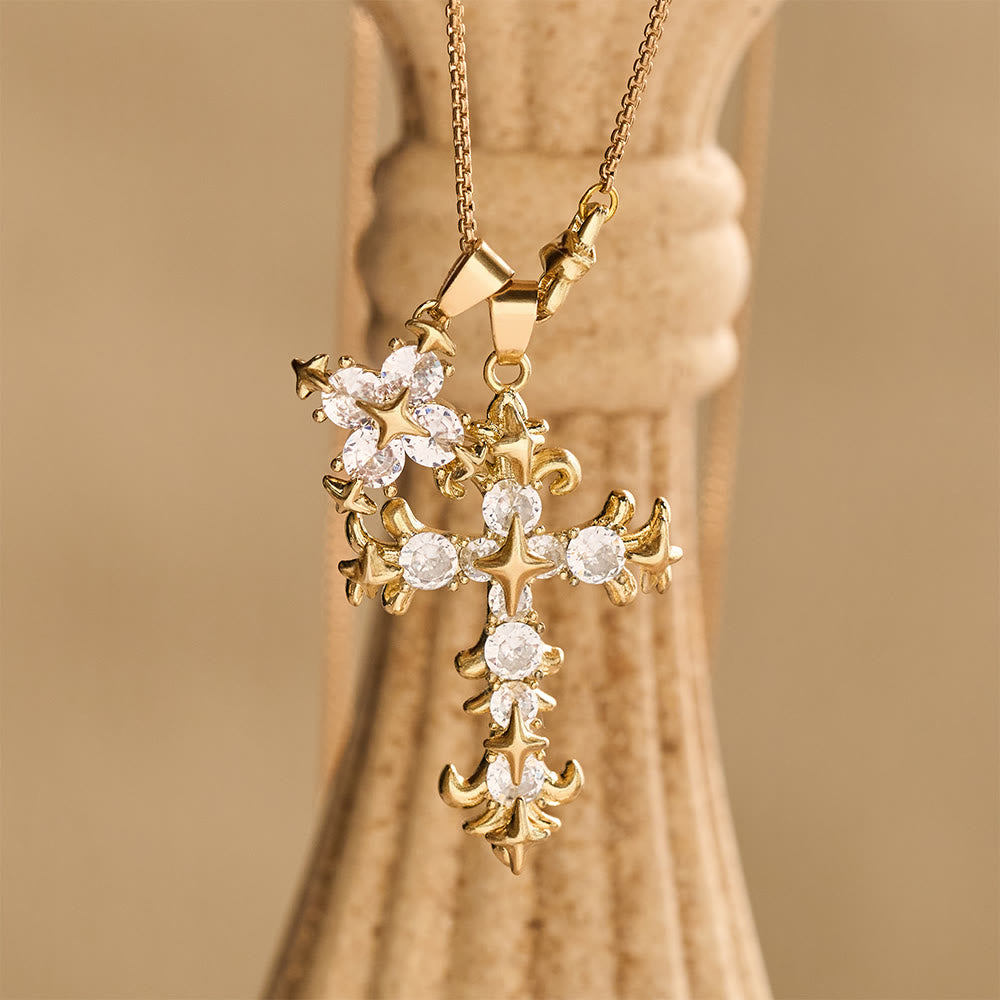 Christianartworkshop Collana a doppia croce con stella incastonata: simbolo senza tempo di preghiera sincera e devota. - image 3