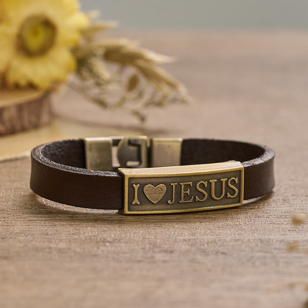 Christianartworkshop Braccialetto da polso classico con cuore e lettera di Gesù: emblema personalizzato di eterna tenerezza divina. - image 1