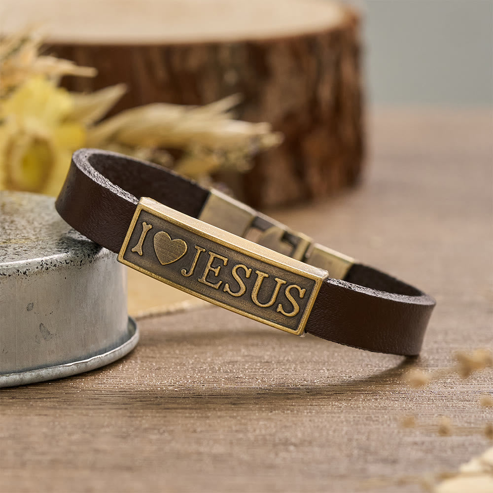 Christianartworkshop Braccialetto da polso classico con cuore e lettera di Gesù: emblema personalizzato di eterna tenerezza divina. - Gesù - image 0