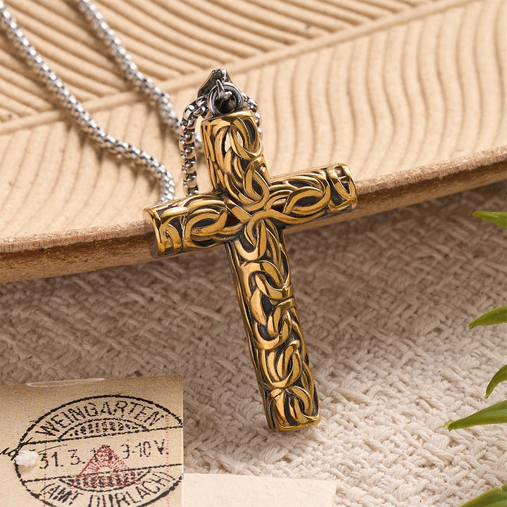 Christianartworkshop Collana con ciondolo a croce cava con nodo attorcigliato in rilievo: emblema senza tempo di dolce protezione celeste. - D'oro - image 6