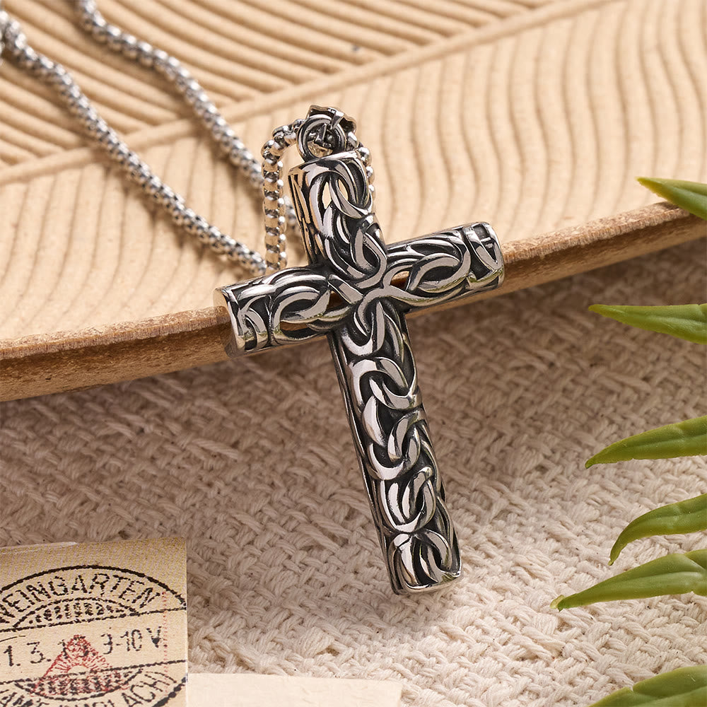 Christianartworkshop Collana con ciondolo a croce cava con nodo attorcigliato in rilievo: emblema senza tempo di dolce protezione celeste. - Argento - image 2