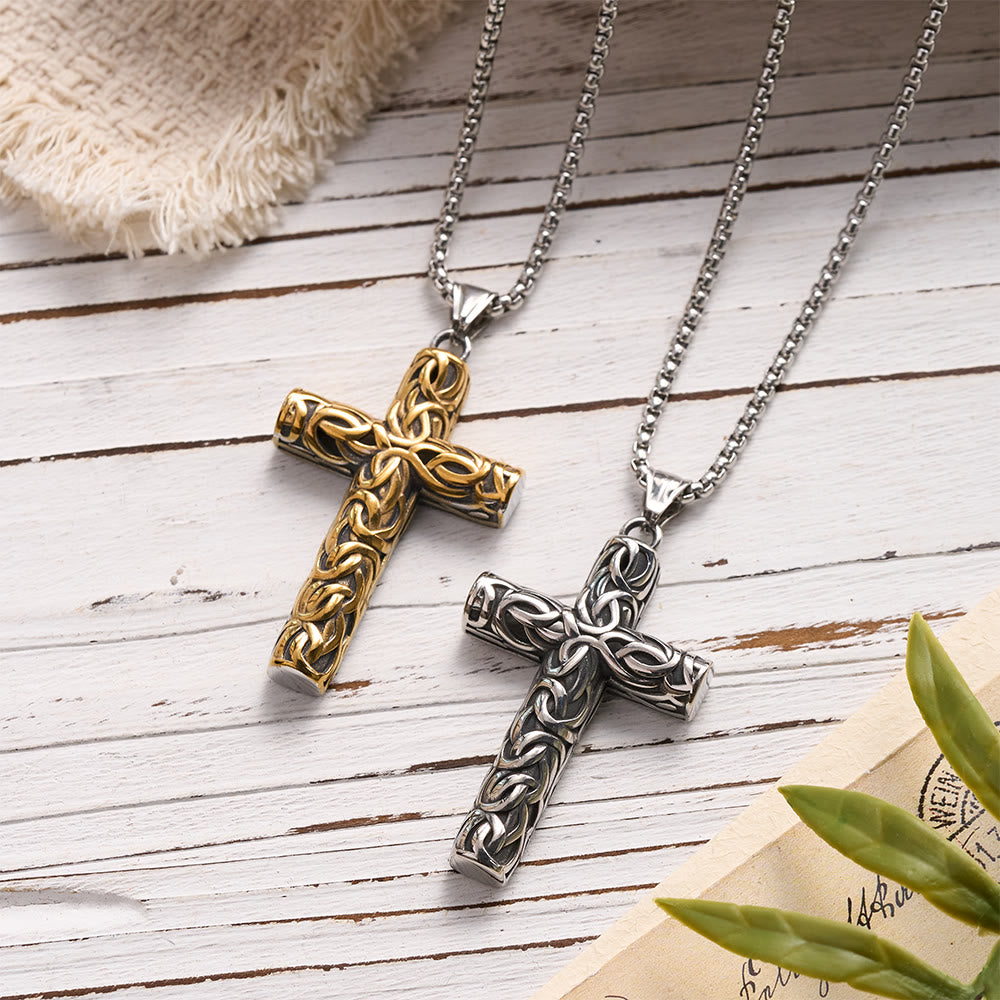 Christianartworkshop Collana con ciondolo a croce cava con nodo attorcigliato in rilievo: emblema senza tempo di dolce protezione celeste. - image 1