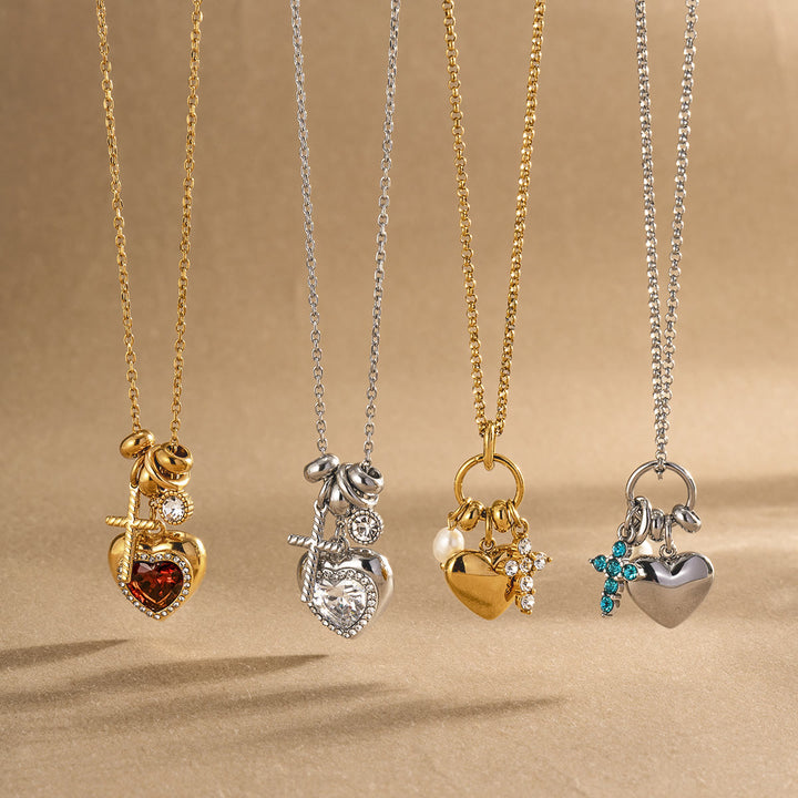 Christianartworkshop Collana con ciondolo a forma di cuore con croce e ciondolo a croce Halo Stone: emblema senza tempo di dolce protezione celeste. - image 1