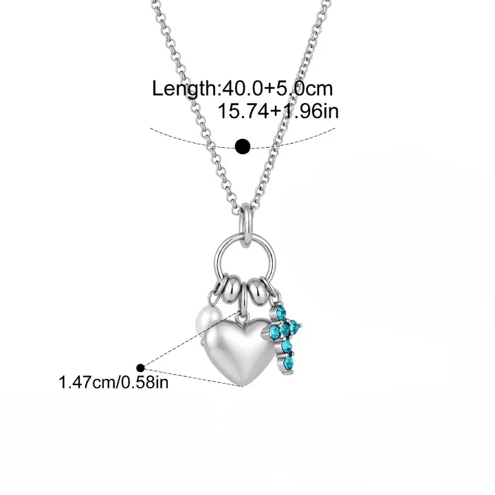 Christianartworkshop Collana con ciondolo a forma di cuore con croce e ciondolo a croce Halo Stone: emblema senza tempo di dolce protezione celeste. - Argento - Cuore e croce sacri lucidati - image 8