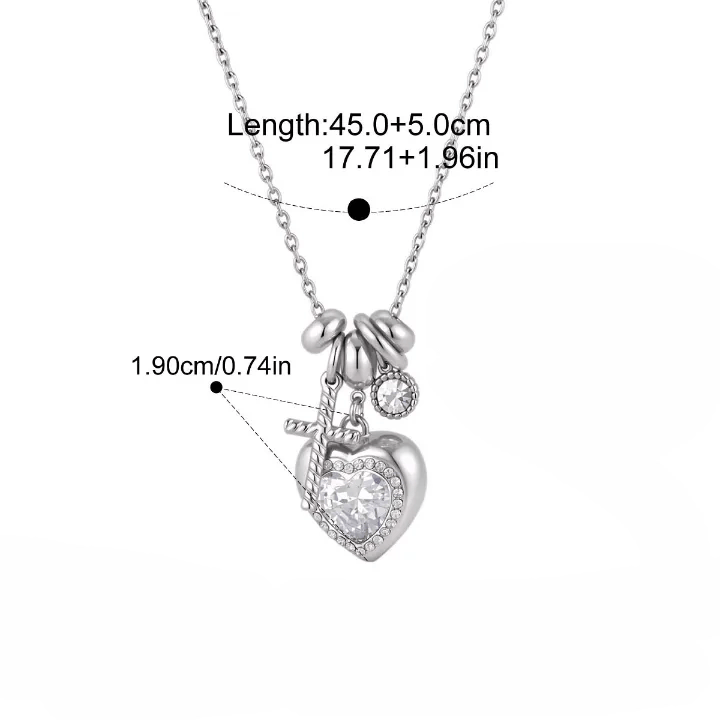 Christianartworkshop Collana con ciondolo a forma di cuore con croce e ciondolo a croce Halo Stone: emblema senza tempo di dolce protezione celeste. - Argento - Cuore e croce sacri - image 7