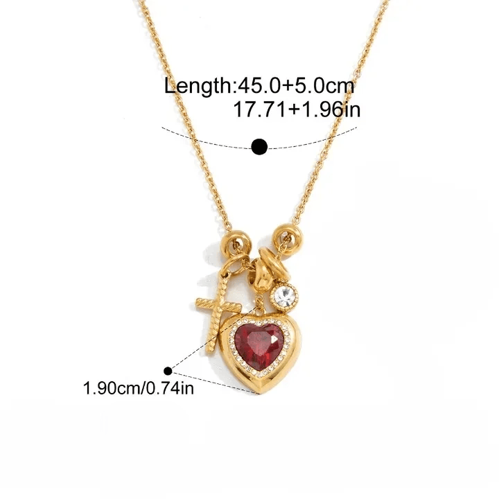 Christianartworkshop Collana con ciondolo a forma di cuore con croce e ciondolo a croce Halo Stone: emblema senza tempo di dolce protezione celeste. - D'oro - Cuore e croce sacri - image 5