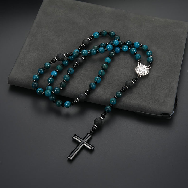 Christianartworkshop Rosario in occhio di tigre blu: emblema senza tempo di dolce protezione celeste - image 1