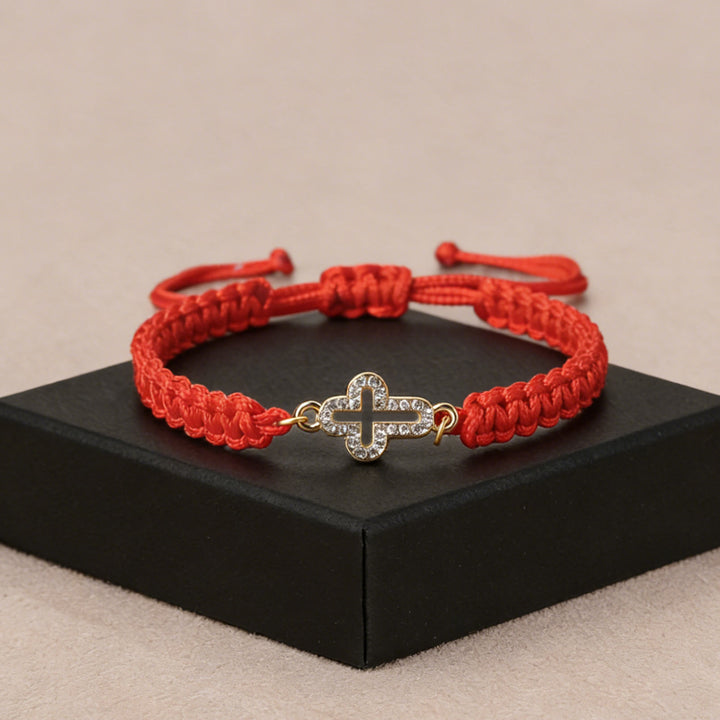 Christianartworkshop Braccialetto da polso con croce sacra e cordino intrecciato: emblema personalizzato di eterna tenerezza divina. - Rosso - image 5
