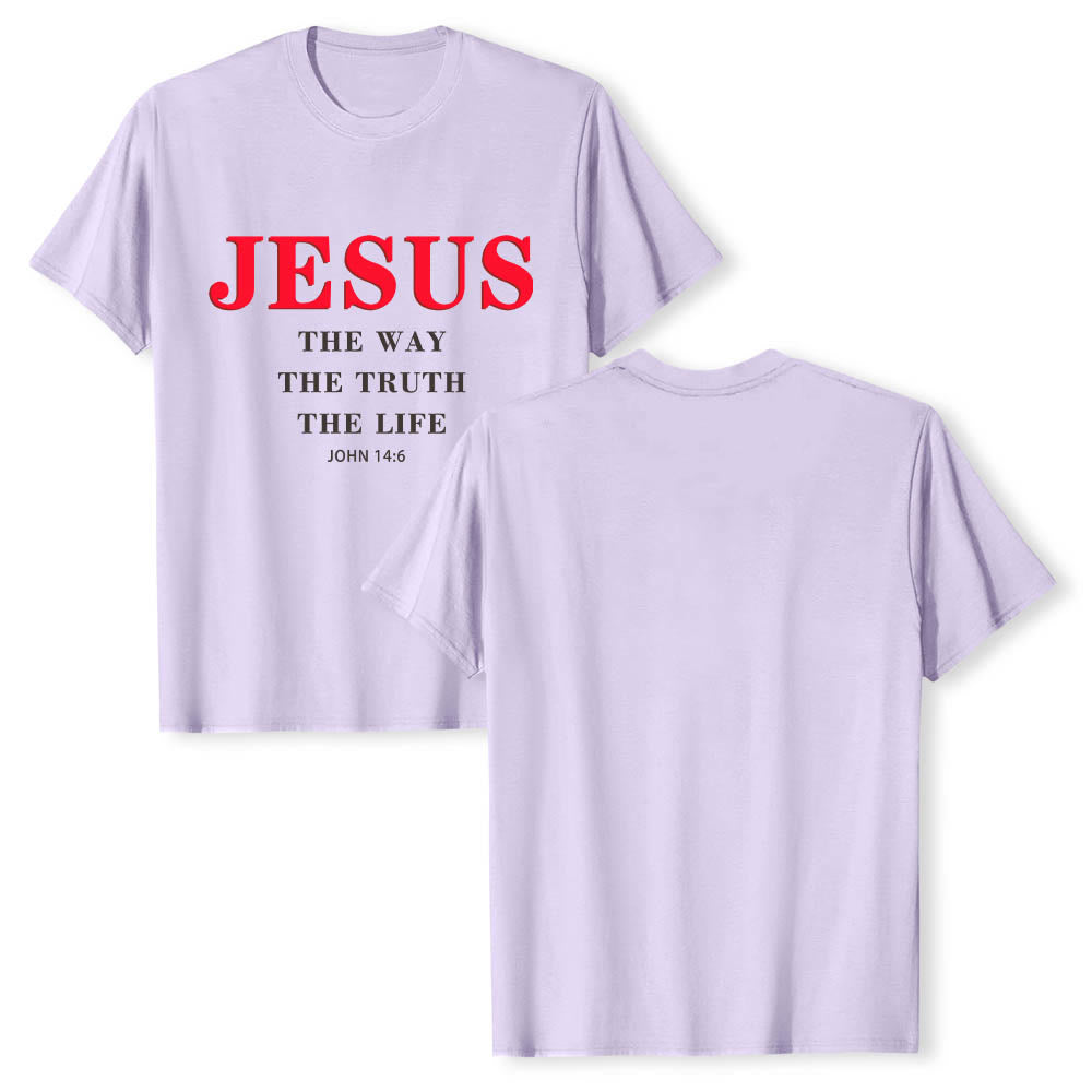 Christianartworkshop T-shirt a maniche corte di alta qualità con stampa grande e grassetto in serif "JESUS ​​The Way The Truth The Life John 14:6". - image 10