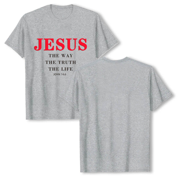 Christianartworkshop T-shirt a maniche corte di alta qualità con stampa grande e grassetto in serif "JESUS ​​The Way The Truth The Life John 14:6". - image 16