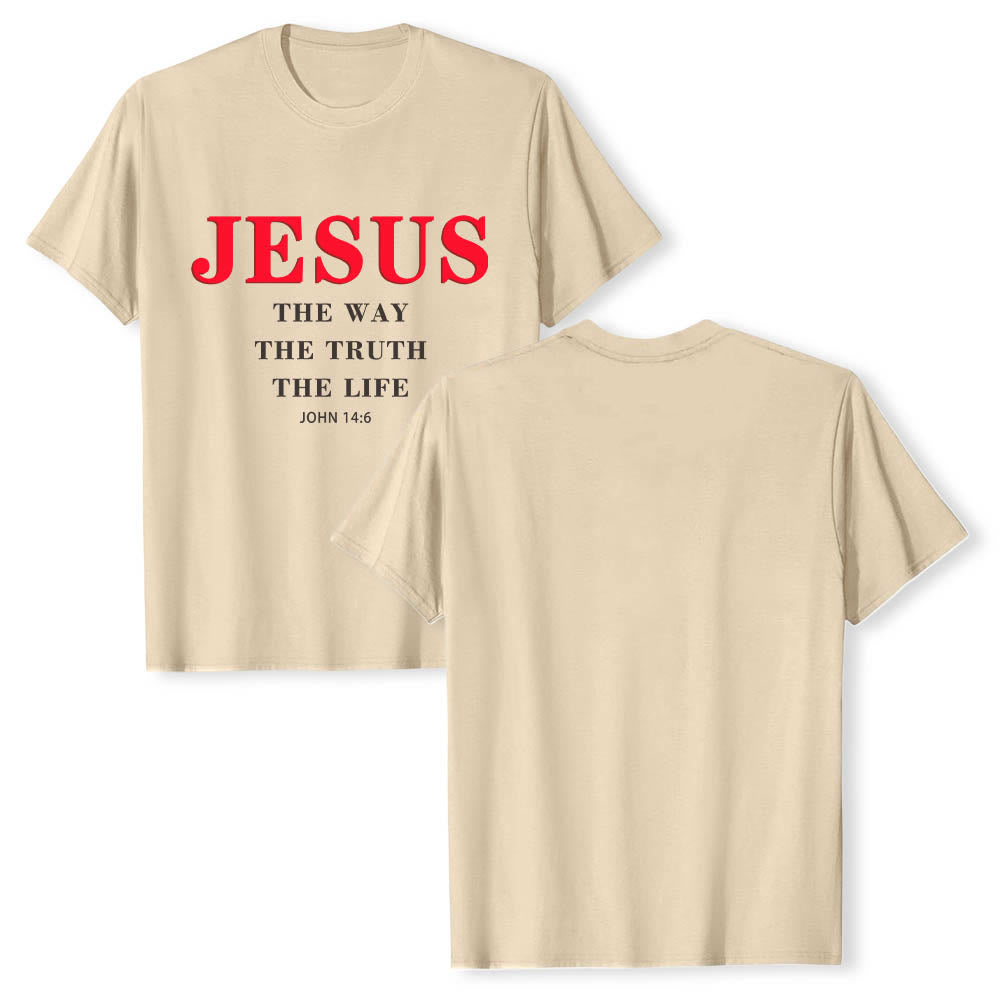 Christianartworkshop T-shirt a maniche corte di alta qualità con stampa grande e grassetto in serif "JESUS ​​The Way The Truth The Life John 14:6". - image 19