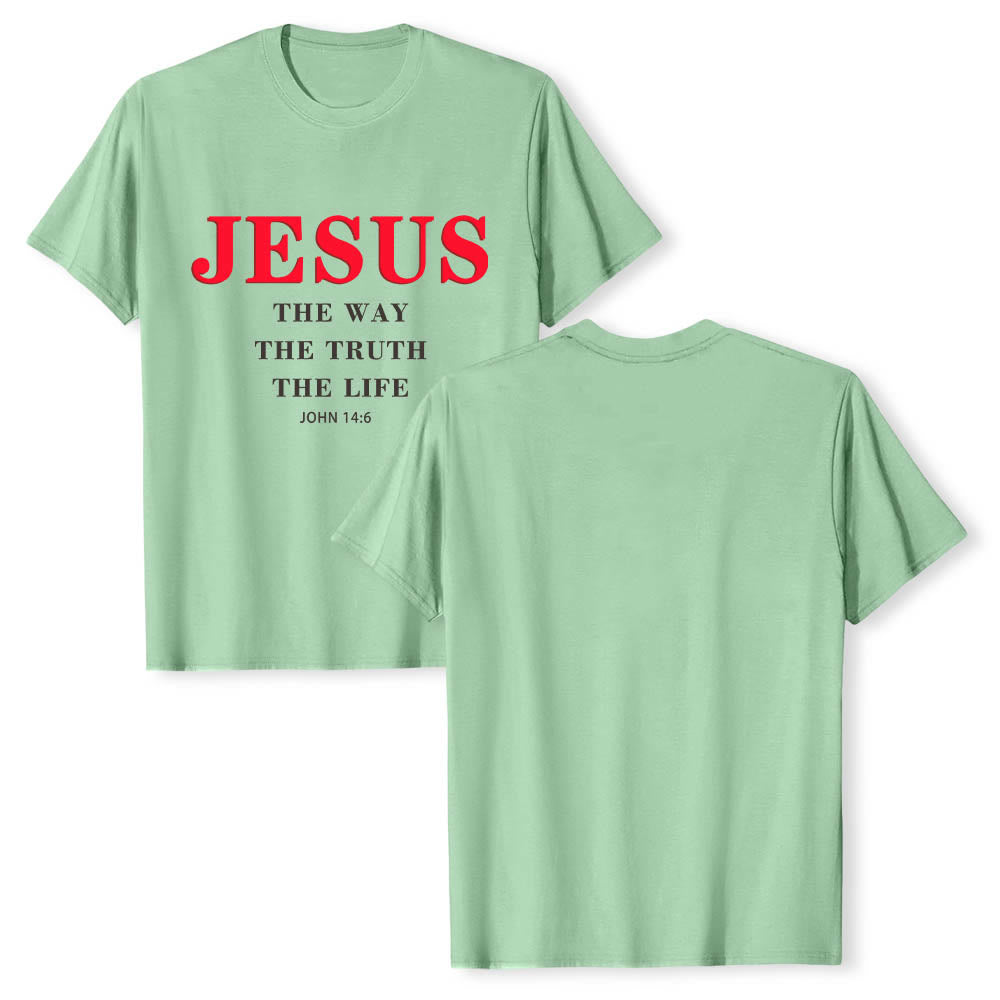 Christianartworkshop T-shirt a maniche corte di alta qualità con stampa grande e grassetto in serif "JESUS ​​The Way The Truth The Life John 14:6". - image 22