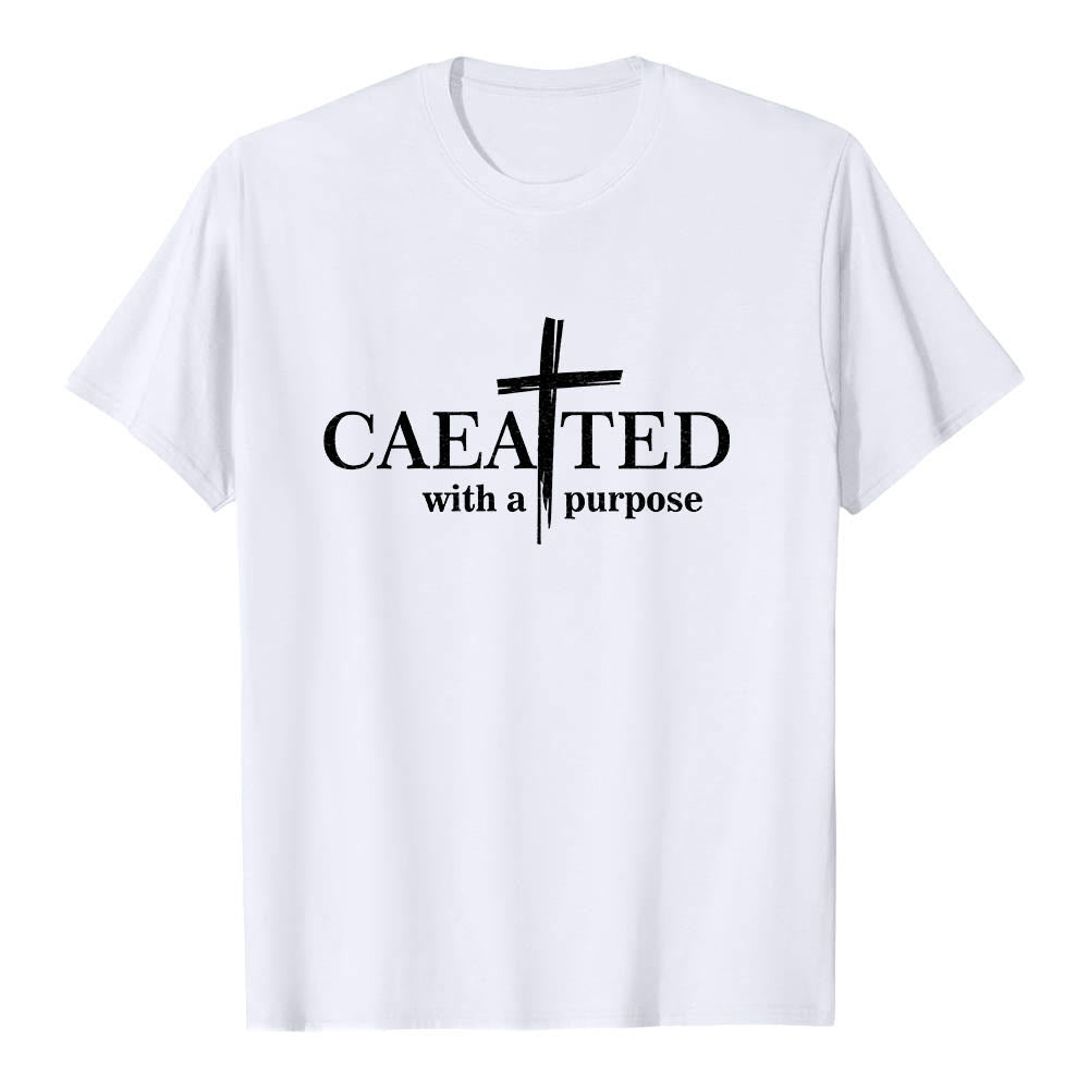 Christianartworkshop T-shirt a maniche corte premium con scritta "Created With A Purpose" e motivo a pennellate incrociate. - Bianco - 2XL - image 12