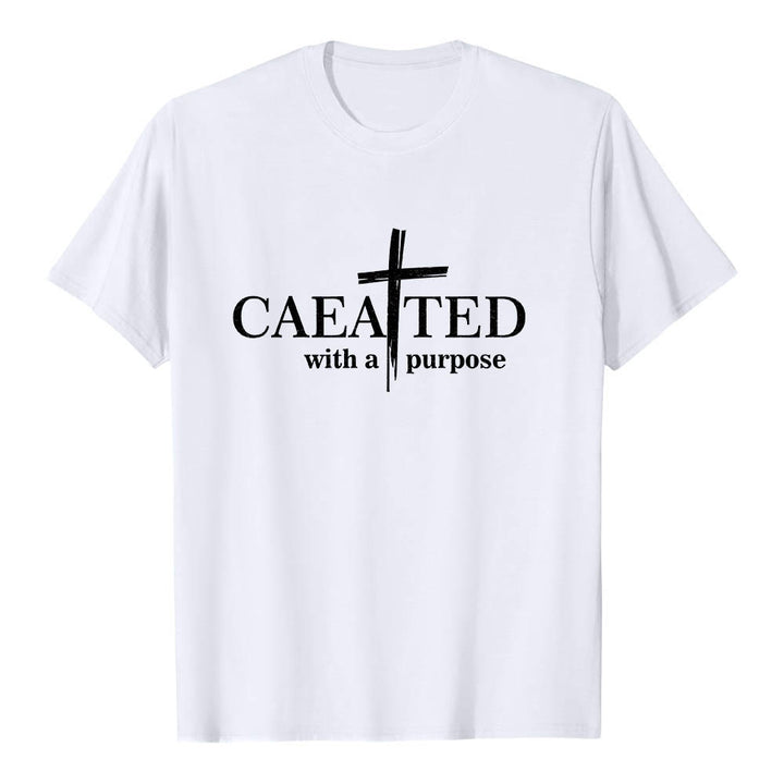 Christianartworkshop T-shirt a maniche corte premium con scritta "Created With A Purpose" e motivo a pennellate incrociate. - Bianco - 2XL - image 12